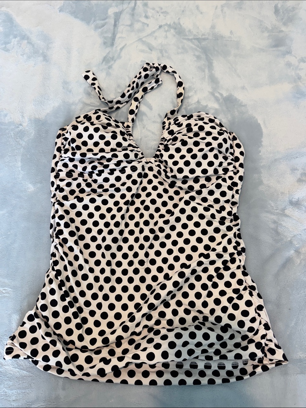 Kenneth Cole Reaction Black and White Polka Dot Halter Tankini Top